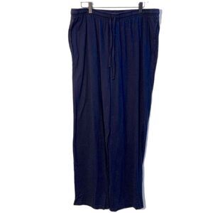 AMAZON ESSENTIALS Flannel Pajama Pant XL Navy Blue Elastic pull string Straight.